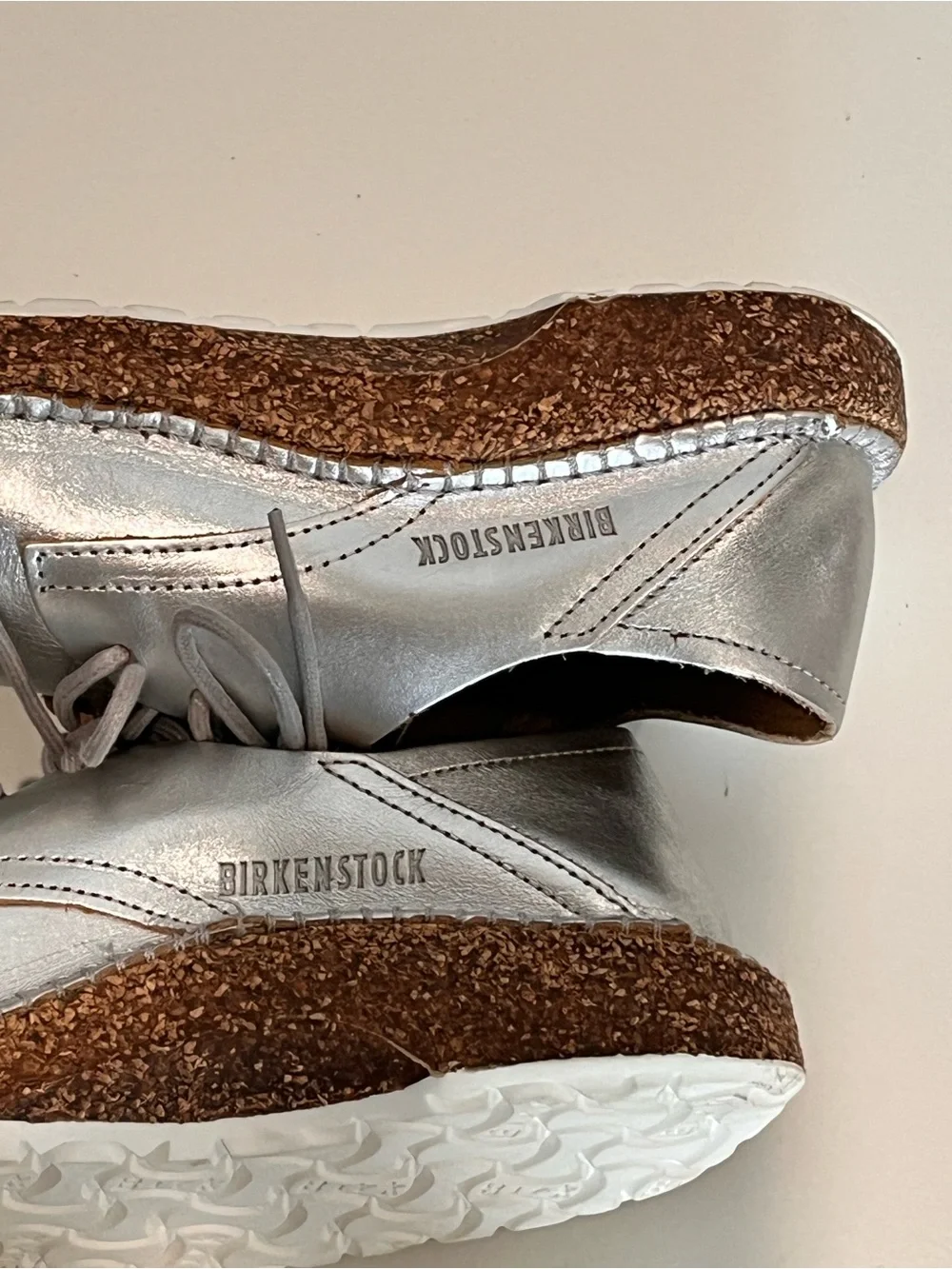 Birkenstock Gary Silver Metallic Leather Oxford NWOB 38 7.5 Regular Fit